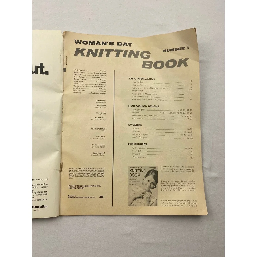 Vintage 1968 Womans Day Knitting Book No 8 Fawcett Service Series Patterns 60s